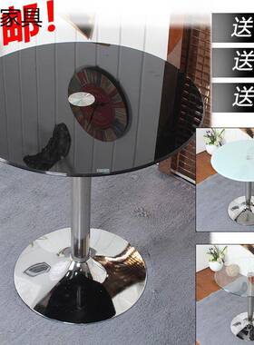 钢玻璃圆桌时尚洽谈RIN化桌桌谈判桌简约现代小户小型餐飘窗茶几