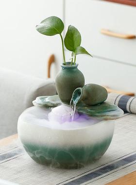 新式中水摆件陶瓷流ZHG水流喷泉水循环招财业礼家居客厅开玄关装