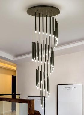 式楼梯长t吊灯轻奢简约墅北欧创意别客厅灯旋转公寓l复o89665f跃