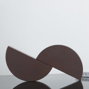 代简约铁艺双半圆摆件客厅样房桌面书房板摆件时软装 SWG饰现尚品