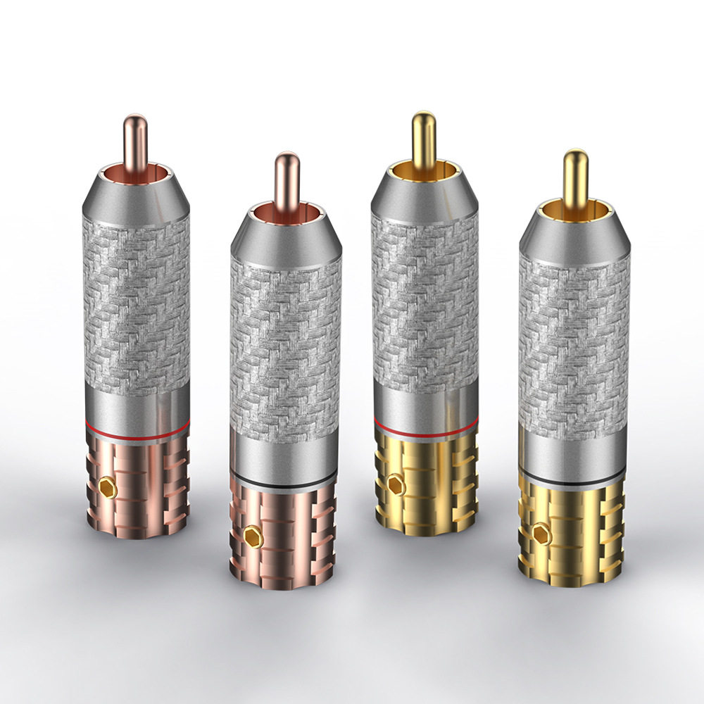 Viborg维堡纯紫铜镀铑RCA插头HiFi发烧音频信号线免焊莲花头10MM