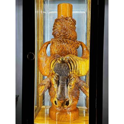 金丝楠木云南特色水烟筒牛头水烟筒雕刻款水烟筒