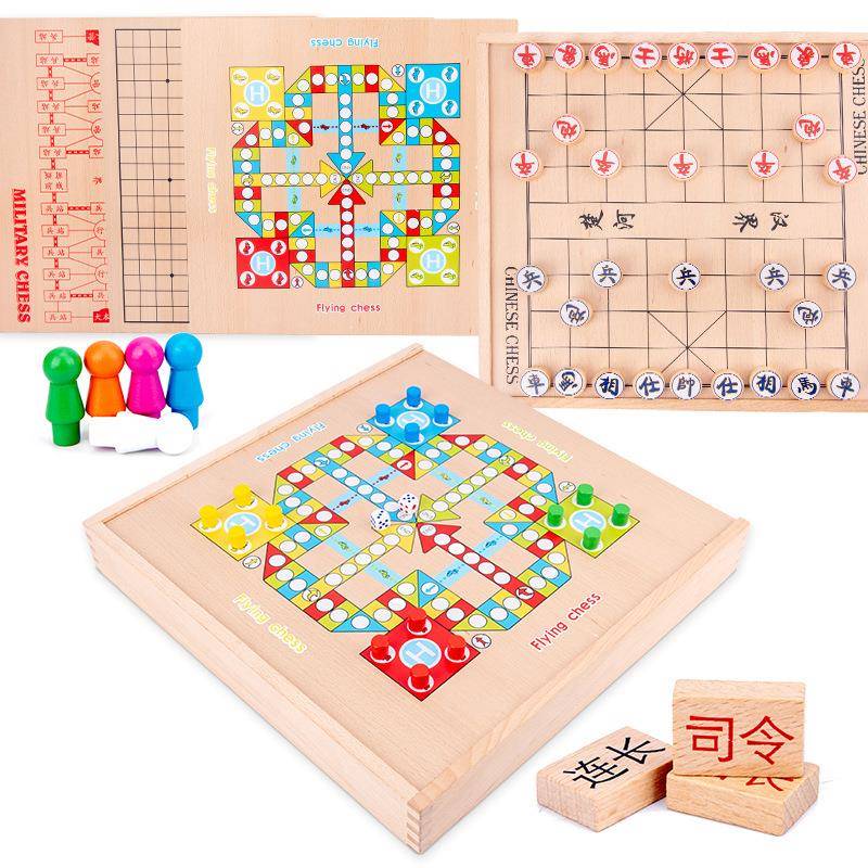 儿童十五子大号六合一游戏棋多功能棋盘亲子互动兴趣配养木制玩具
