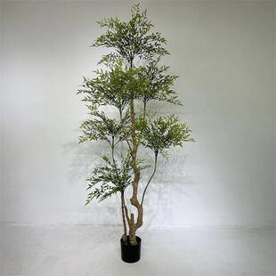 仿真南天竹绿植家居客厅商场店铺酒店绿色秋红假树造景装饰摆件