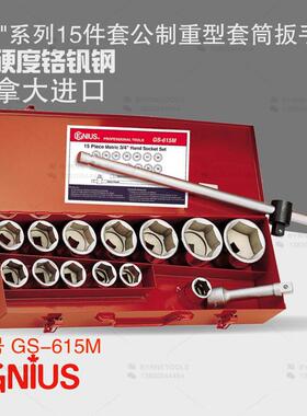 天赋GENIUS工具3/4系列19mm进口15件套公制重型套筒扳手组GS-615M