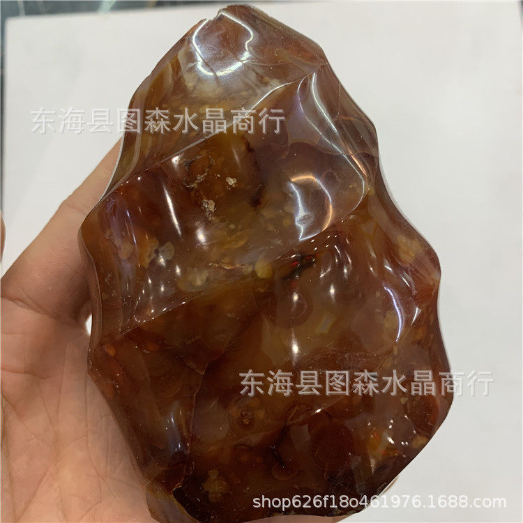 批发水晶红玛瑙火焰摆件玛瑙玉髓原石摆件手把玩件居家办公装饰品