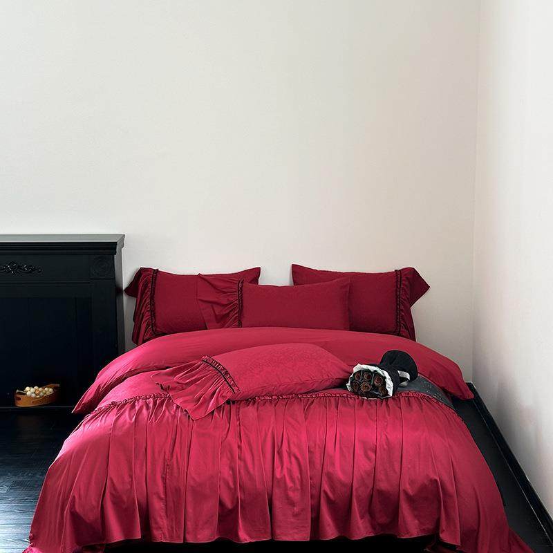 大红色长绒棉100S六件套婚庆裙边高端奢华全棉提花家用床品套件,机械设备,其他机械设备,淘宝优惠券,粉丝福利购,淘宝优惠卷