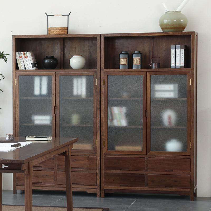 新中式实木书柜置物柜落地玻璃展示柜黑胡桃木储物柜收纳柜组合柜,纺织面料/辅料/配套,纺织机械配件,淘宝优惠券,粉丝福利购,淘宝优惠卷
