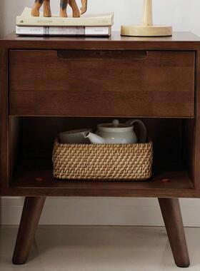 北欧实床柜迷你VUD床边柜卧室头收纳带抽木屉储物柜全实木柜抽屉