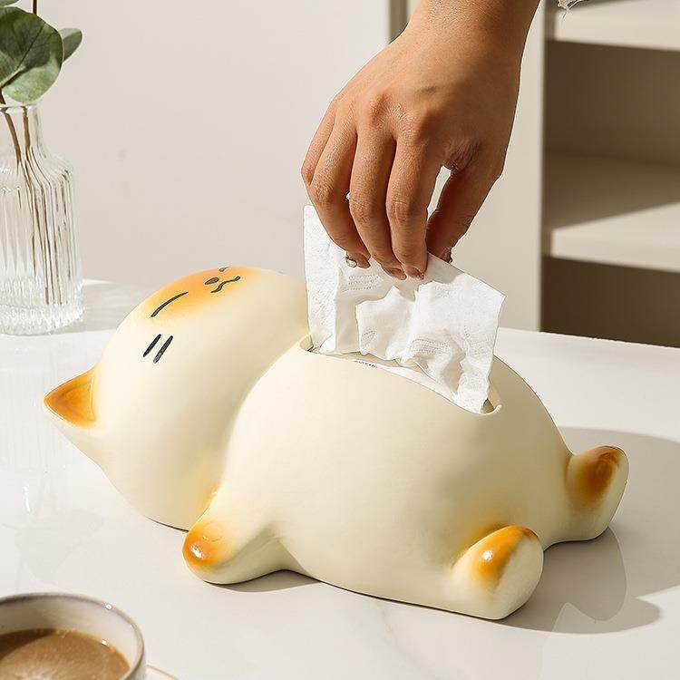 躺平猫创意纸巾盒餐巾纸盒家用客厅轻桌面抽盒纸942巾奢纸收纳盒,家居饰品,装饰坐盘/挂盘,淘宝优惠券,粉丝福利购,淘宝优惠卷