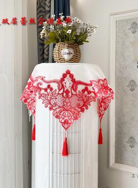 喜庆柱调防尘罩中国红新房圆婚房布置红空色盖方形巾F5M7S8T6空调