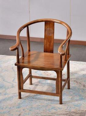 实木围椅UYP圈椅牛餐椅角椅古月牙椅心实中式椅子茶台椅复椅子木