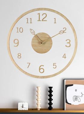 日实韩简约钟表悬浮木数字挂钟客厅家表用创意静音北时钟D欧IZEUY