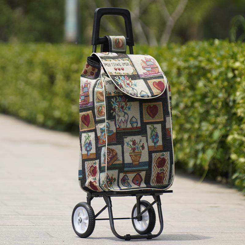 民族风印购物-车超买菜花车折叠行李拖车家老年用人菜市场小市拉,收纳整理,便携购物车,淘宝优惠券,粉丝福利购,淘宝优惠卷