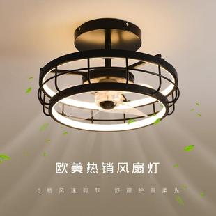 北美风扇灯新款复古餐厅吊扇灯带风扇卧室灯电扇灯灯具