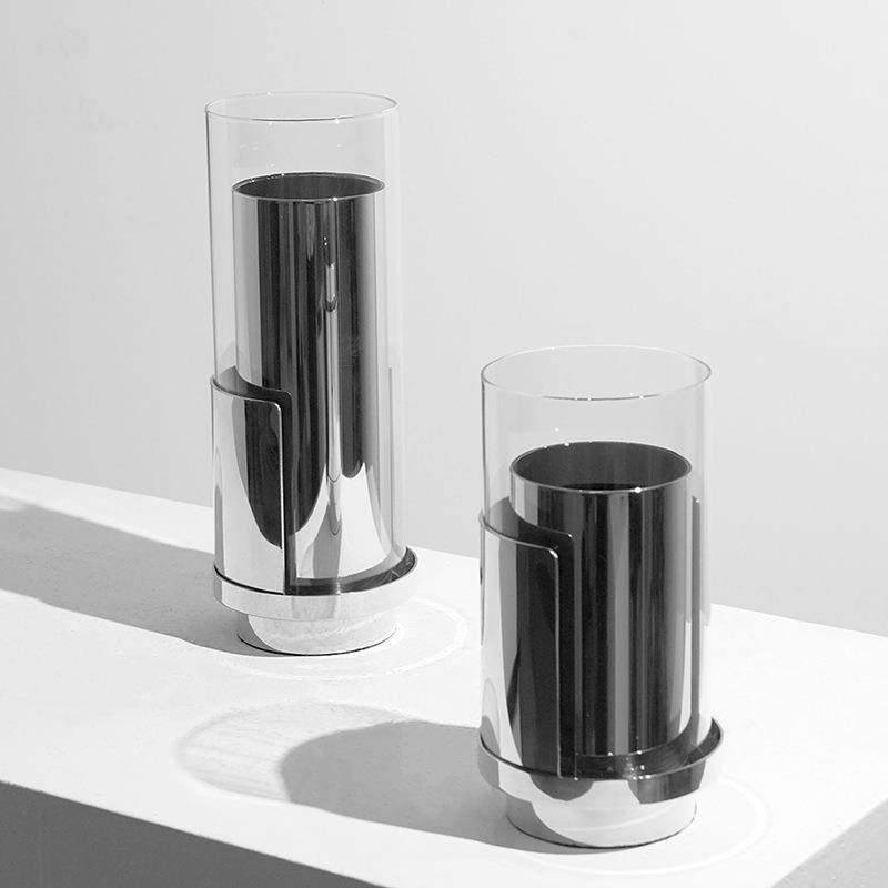 现代高级感双层花瓶轻奢样板房摆件金属玻璃花艺插花器装饰品摆设,纺织面料/辅料/配套,纺织机械配件,淘宝优惠券,粉丝福利购,淘宝优惠卷