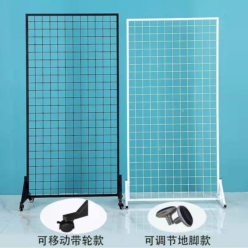 网格铁艺展示架幼儿园饰品画展置物架收纳移动折叠铁丝网落地架子
