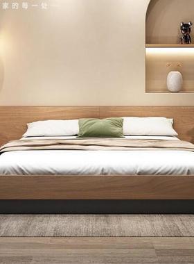 fLE北欧榻榻米板式双人床1.5米1.8米现代简约日式主卧储物高箱床