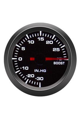 12V汽车增压表52mm白色灯光汽车改装仪表黑壳黑圈