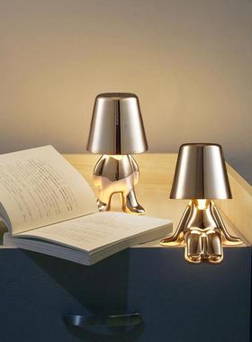 充电小金人台灯意式思考者氛围灯装饰床头灯网红触摸小夜灯