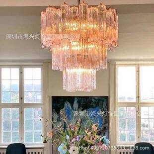 法式穆拉诺吊灯轻奢中古风设计师样板客厅餐厅卧室梅花管玻璃吊灯