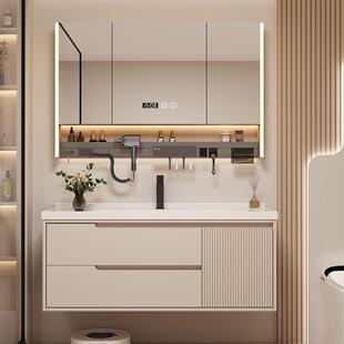 吊柜木质浴室柜卫生间壁柜地柜洗脸家用简约洗手池陶瓷一体盆直发