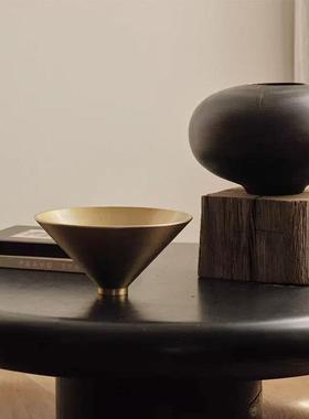 中古简约金色收纳果盘小众台面家居样板间书房客厅玄关器皿装饰品