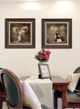 美式乡村餐厅装饰画简美厨房壁画吃饭厅墙画走廊玄关挂画小美轻奢