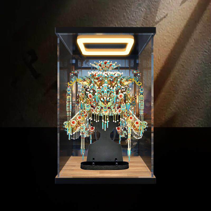 亚克力高清防尘罩适用拼酷点翠凤冠金属拼图立体模型回型灯展示盒