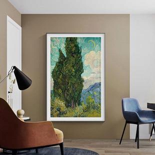 梵高麦田与柏树鸢尾花餐客厅卧室装 画 饰画办公室挂画抽象植物版