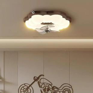 中古风吸顶风扇灯全光谱灯具现代简约卧室书房灯扇一体餐厅电扇灯