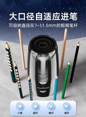 TENWIN天文电动削孔笔器大径粗三角电动削笔机转笔刀铅口8028笔杆