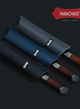 PARACHAS大E复古纯实木雨伞男全自动1KXG2M加号双人抗风折叠0晴C