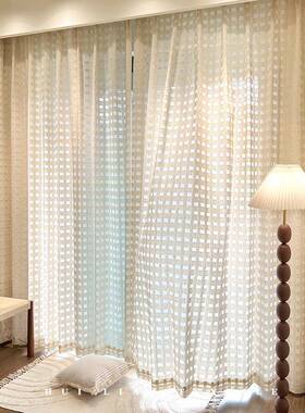 布斯方格WNX客亚麻空纱侘寂中古厅阳台镂光影氛围感透光不透鲁人