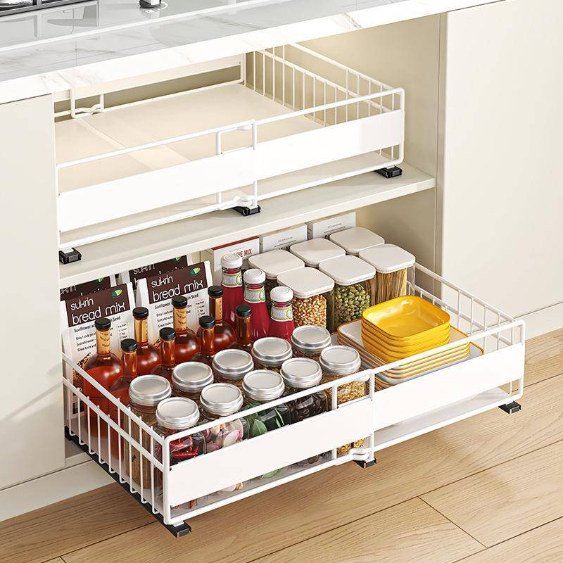 厨房橱柜内料BHS抽拉式置物架家用下水槽储物放调篮拉碟抽屉碗收