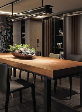 olft62852工业风厅餐桌桌咖啡会议桌长桌子简约现代实木工作台长