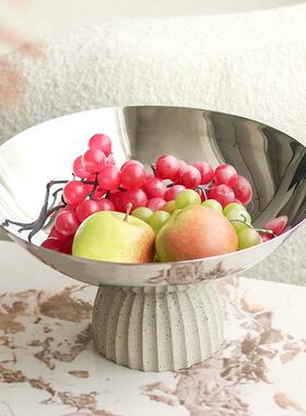 北欧IVD水轻奢客高脚果盘样板房厅茶几软装品摆饰件糖果零食摆盘