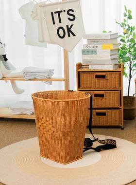 纯手仿藤编织背篓大容量双肩背筐W119背篓工储物篮户外采摘家用水