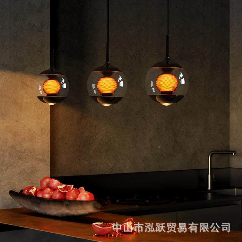394意式璃圆球单头玻吊灯吧创意复古工业风餐厅台小透明灯床头吊,家装灯饰光源,智能吊灯,淘宝优惠券,粉丝福利购,淘宝优惠卷