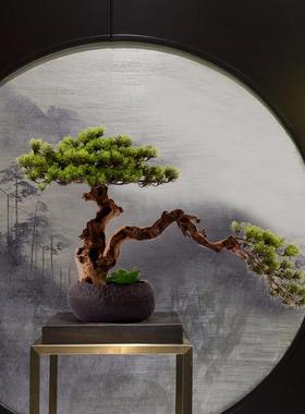 新中式品仿真禅意迎客松会所售楼处日茶室景茶楼HY1071装饰式枯树