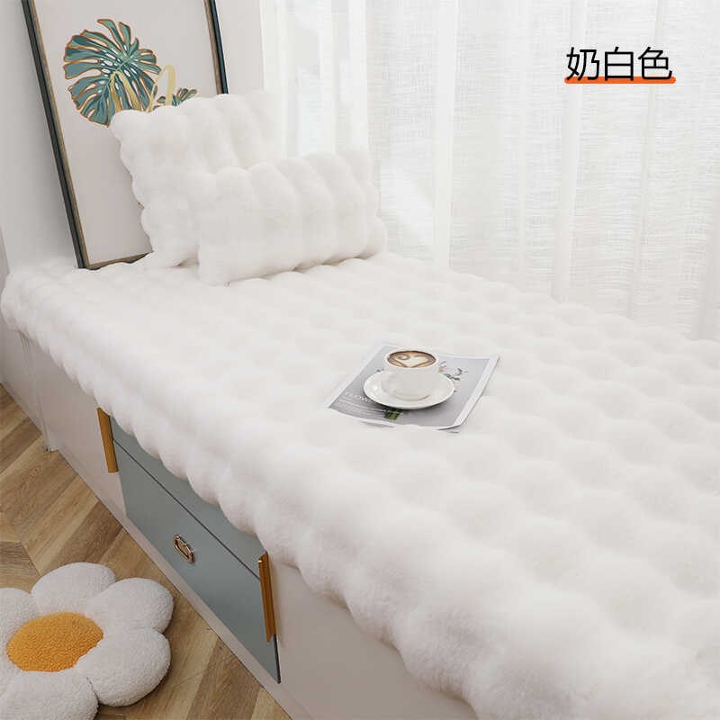 新款可机洗定制泡泡绒飘窗垫阳台垫子仿兔K毛毛毯榻榻米加厚密防
