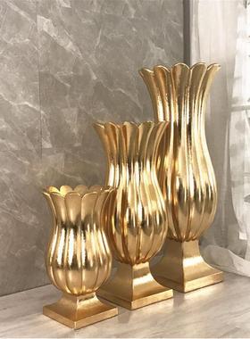 欧式in金色氧化镁落地大花瓶娱乐前会所sJY33093商业箔街婚庆台花