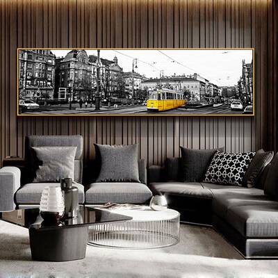 白CT-A007软装酒条店卧室床头长挂画北欧工业风客厅装饰景画黑黄