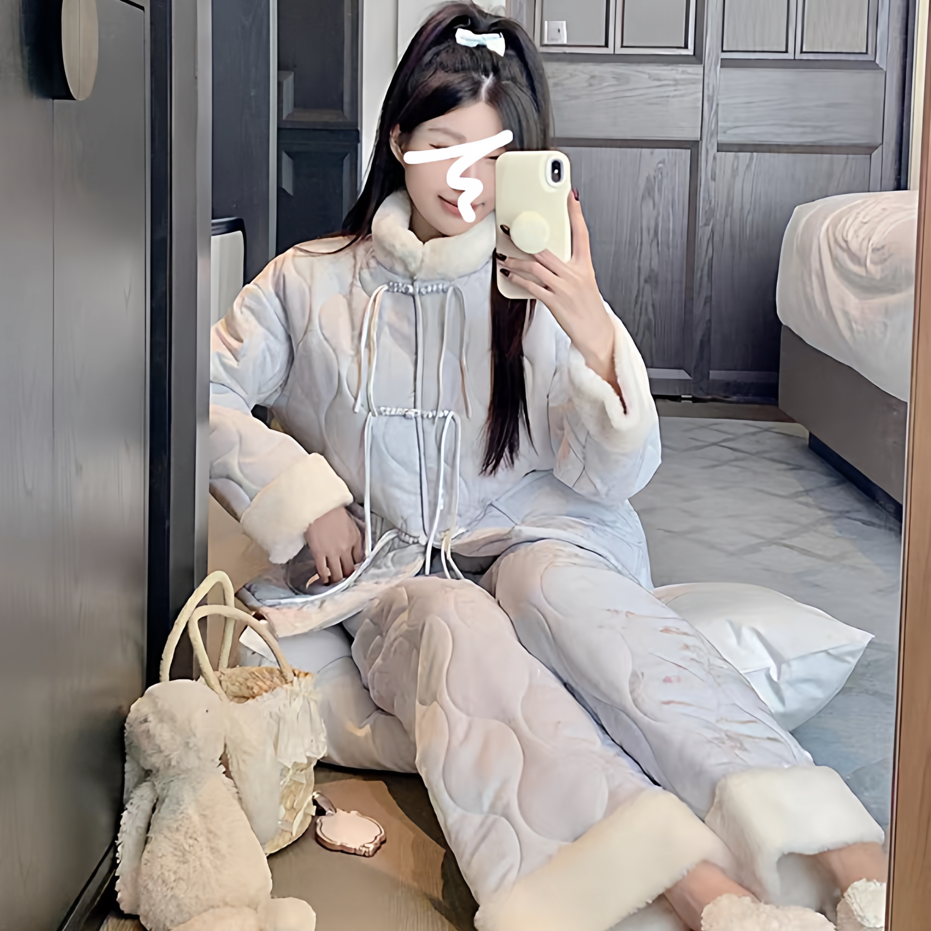 2025新款秋冬季三层夹棉国风家居服特厚软糯保暖气质睡衣女款套装