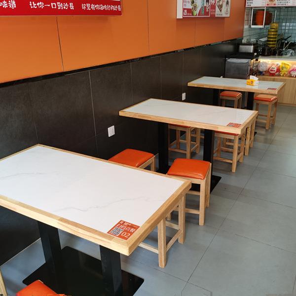 岩板桌商用奶茶店甜品沙县小吃汉堡餐饮快餐饭店面馆餐桌椅子组合