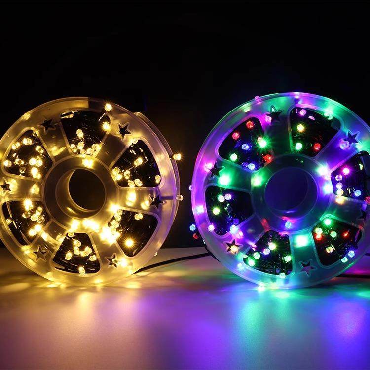 led雾状灯串F8圆头v8六角室外黑线灯串布置工程亮化圣诞装饰灯串