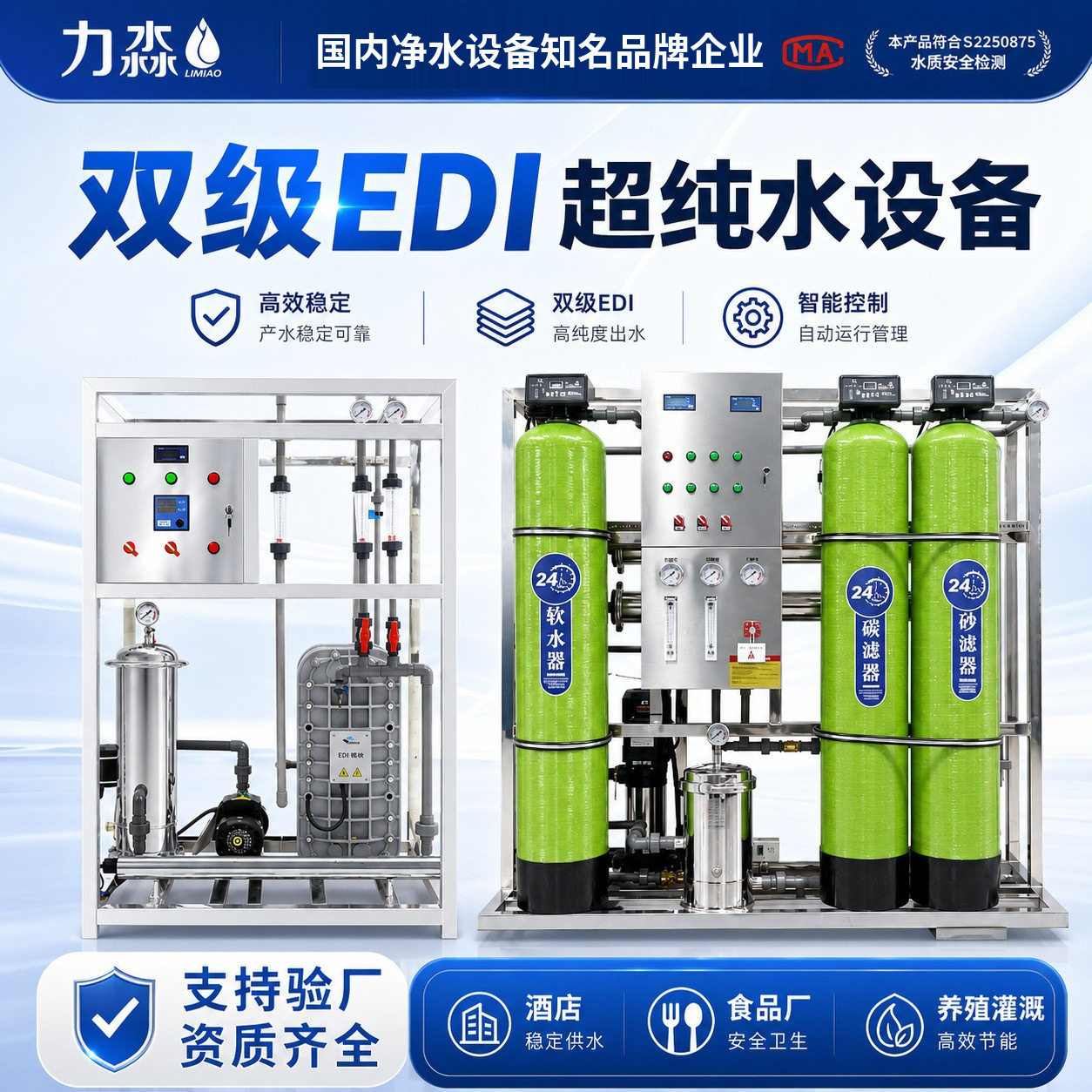 双级水处理反渗透设备EDI超纯水设备工业纯净水纯水净水去离子水