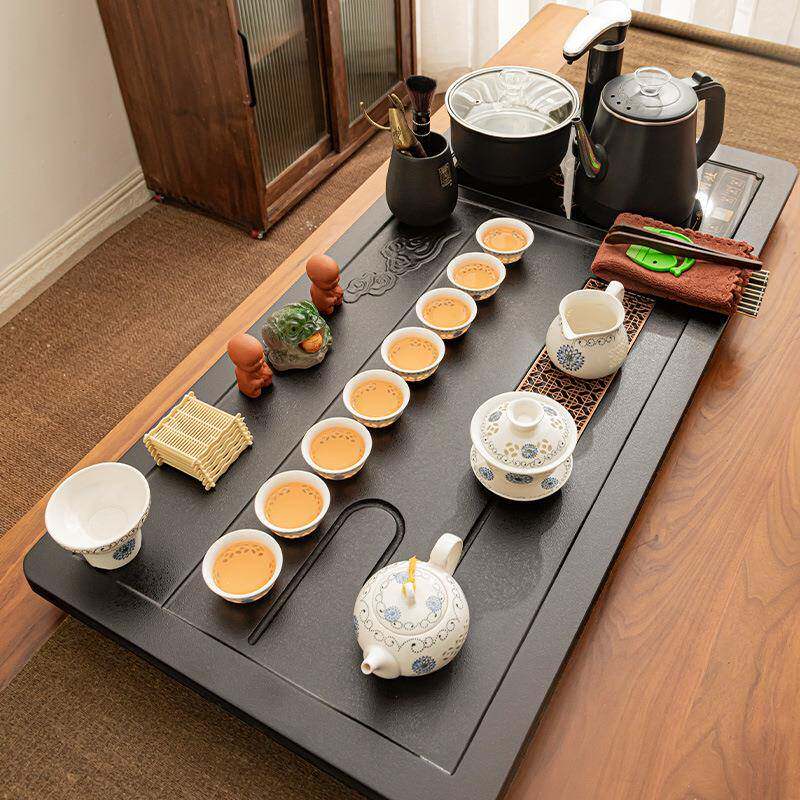 茶具套装家用整套底部上水烧水壶一体茶盘客厅泡茶功夫大号茶台
