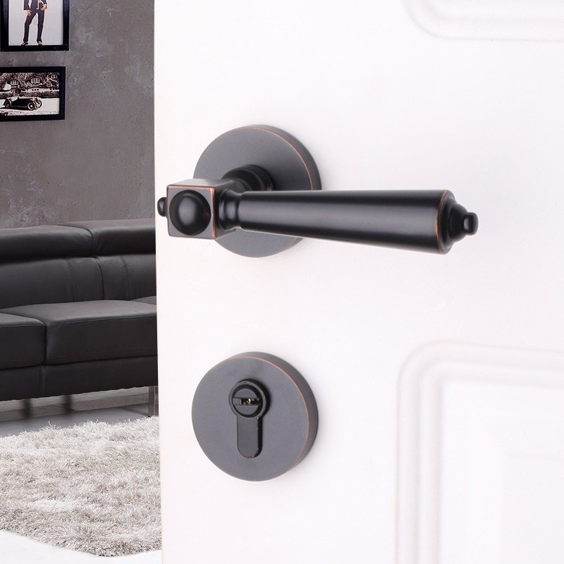 依佰利美式法式奶油风北欧轻奢室内房门卧室实木门静音金色门锁具