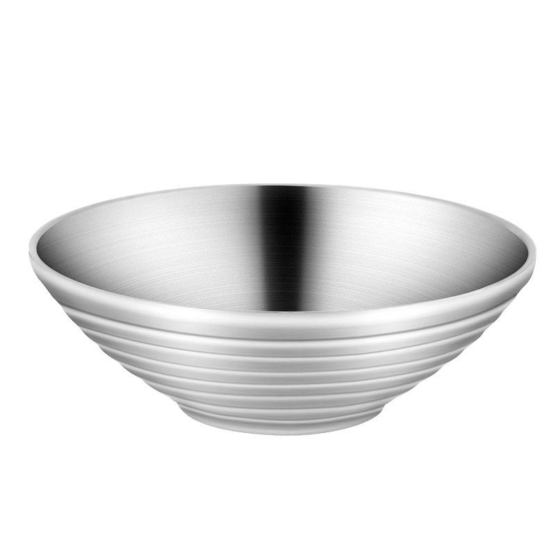 韩式304不锈钢拉面碗螺蛳粉碗双层隔热汤碗大号麻辣烫碗斗笠面碗